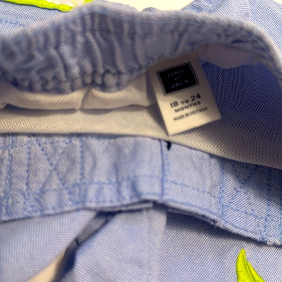 Janie and Jack Boys Swim Trunks 18/24 VGUC Chambray Sailboats Lined Elastic - Picture 2 of 5